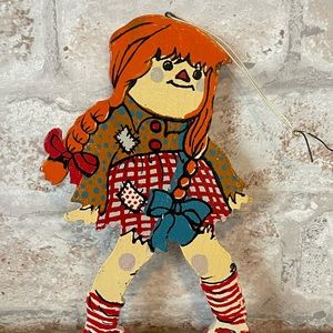 Raggedy Ann Wooden Ornament - Wall Decoration -Folk Art - Kitschy Fun Ornament.